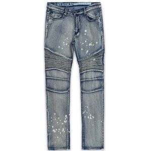 REASON NEW YORK PREMIUM DENIM CLOTHING Touch Up Paint Splatter Moto Jeans 32 New